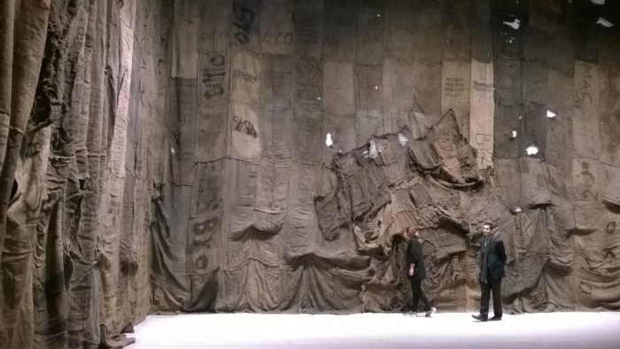 Installation shot - Ibrahim Mahama's coal sacks